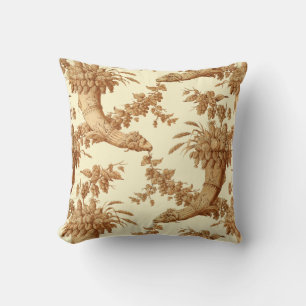 Vintage Viktorianische Era Cornucopia FruchtDamask Kissen