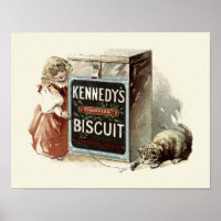 Vintage Viktorianische Era Katze & Girl Biscuit Ad