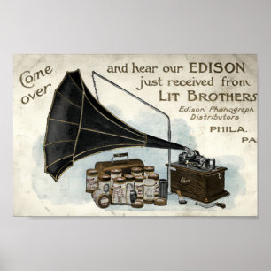 Vintage Viktorianische Era Phonograph AD Poster