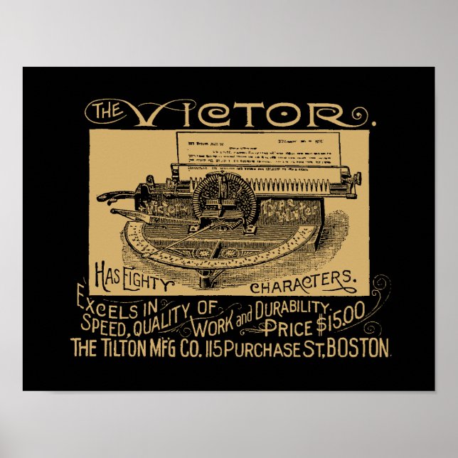 Vintage Viktorianische Era Steampunk Schreibmaschi Poster (Vorne)