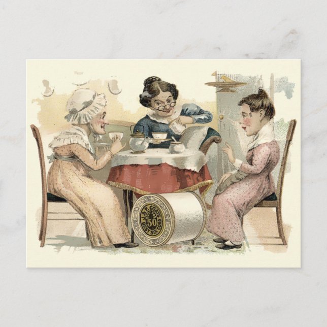 Vintage Viktorianische Era Tea Party Ad Postkarte (Vorderseite)