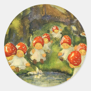 Vintage Viktorianische Fairies Runder Aufkleber