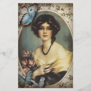 Vintage viktorianische florale Retro-Frau