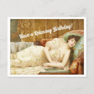 Vintage Viktorianische Frau glücklich Geburtstag Postkarte
