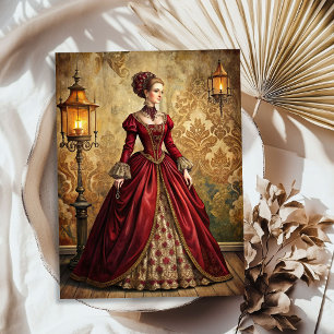 Vintage Viktorianische Frau in rotem Kleid entcoup Seidenpapier