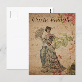 Vintage Viktorianische Frau mit Lüfter Postkarte