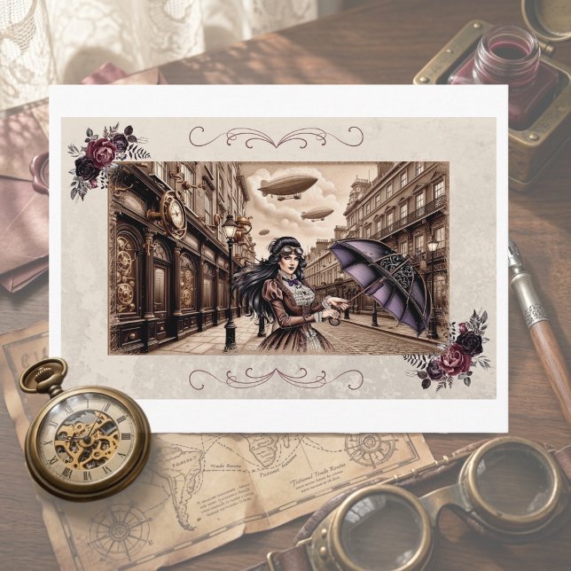 Vintage Viktorianische Frau Umbrella Postkarte (Vintage Victorian Woman with Umbrella Postcard)