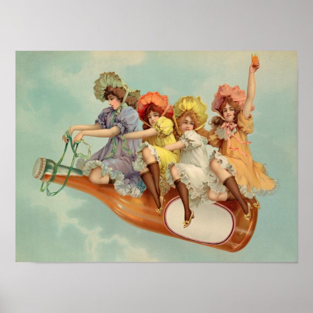 Vintage Viktorianische Frauen trinken Bier Poster (Vorne)