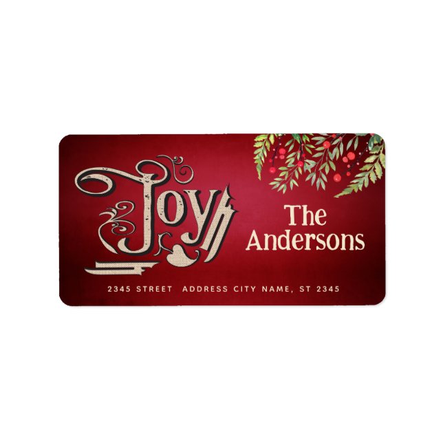 Vintage viktorianische Freude botanische Heilige Adressaufkleber (Vorne)