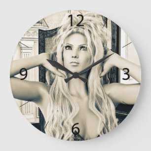Vintage viktorianische Glamour-Porträtkunst Große Wanduhr