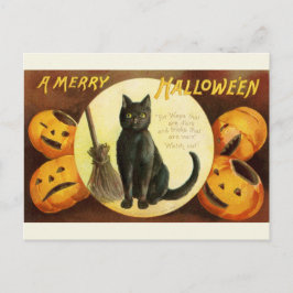 Vintage Viktorianische Halloween-Katzenkatze und K Postkarte
