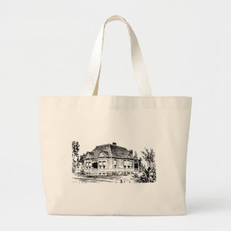 Vintage viktorianische Haus-Illustrations-Tasche Jumbo Stoffbeutel
