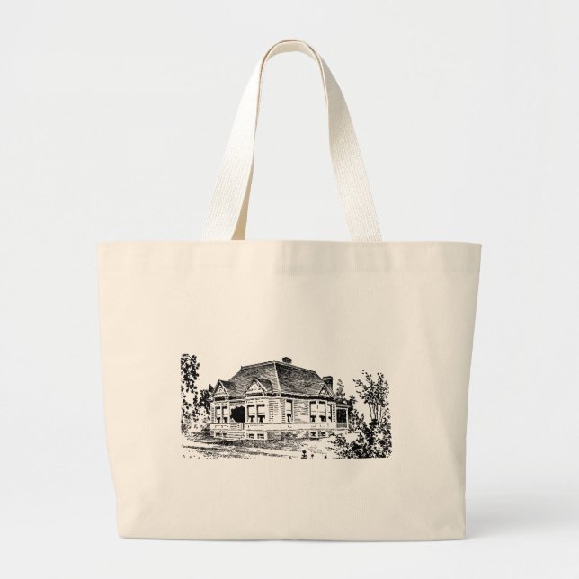 Vintage viktorianische Haus-Illustrations-Tasche Jumbo Stoffbeutel (Vorne)