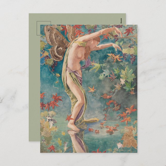 Vintage Viktorianische Herbstskalender Blätter Feiertagspostkarte (Vorne/Hinten)