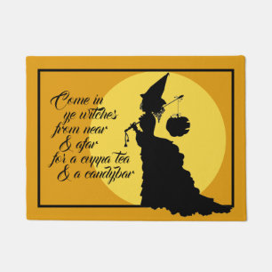 Vintage Viktorianische Hexe-Silhouette und Gedicht Fußmatte