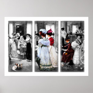 Vintage Viktorianische High Fashion Art Poster