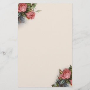 Vintage viktorianische hochrote rosa Rosen Briefpapier