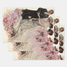 Vintage Viktorianische Hochzeitsfeier Braut und Br Geschenkpapier Set