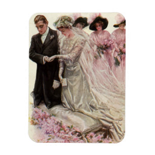 Vintage Viktorianische Hochzeitsfeier Braut und Br Magnet