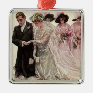 Vintage Viktorianische Hochzeitsfeier Braut und Br Ornament Aus Metall