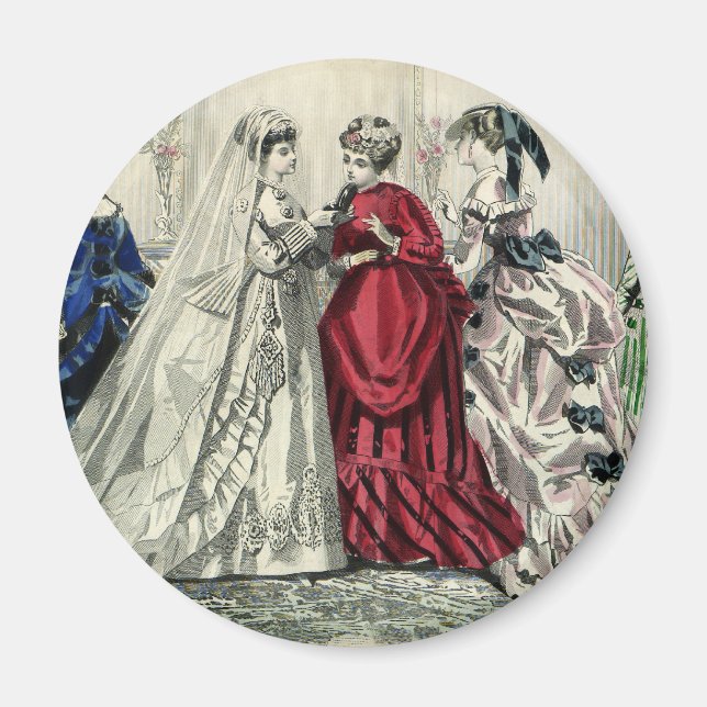 Vintage Viktorianische Hochzeitsfeier Bridal Portr Magnet (Vorne)