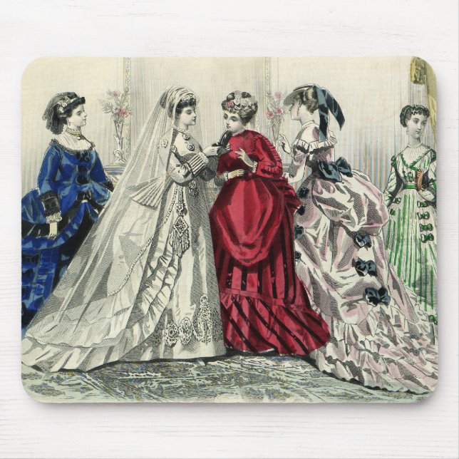 Vintage Viktorianische Hochzeitsfeier Bridal Portr Mousepad (Vorne)