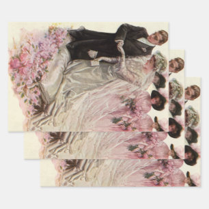 Vintage viktorianische Hochzeitszeremonie Braut un Geschenkpapier Set