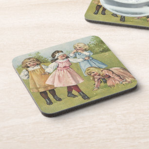 Vintage viktorianische Kinder spielen Blinde Kuh Getränkeuntersetzer