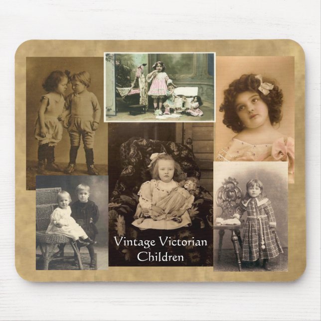 Vintage viktorianische Kindercollage Mousepad (Vorne)