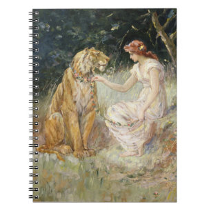 Vintage viktorianische Kokette Dame und Tiger Notizblock