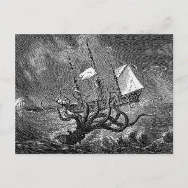 Vintage Viktorianische Kraken-Postkarte Postkarte (Vorderseite)