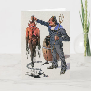 Vintage Viktorianische Krampus Weihnachtskarte Feiertagskarte