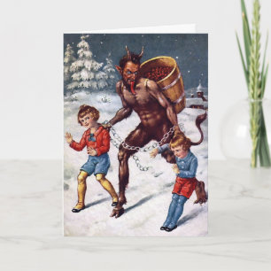 Vintage Viktorianische Krampus Weihnachtskarte Feiertagskarte