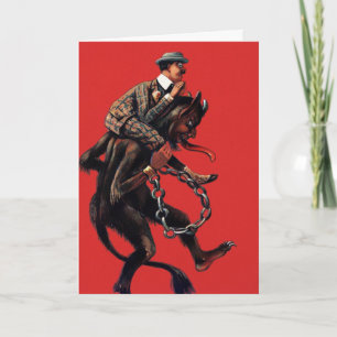 Vintage Viktorianische Krampus Weihnachtskarte Feiertagskarte