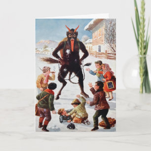 Vintage Viktorianische Krampus Weihnachtskarte Feiertagskarte