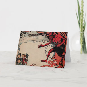 Vintage Viktorianische Krampus Weihnachtskarte Feiertagskarte