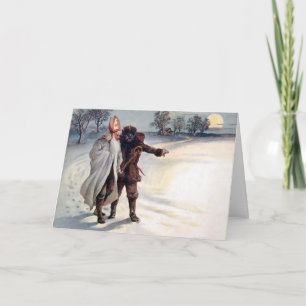 Vintage Viktorianische Krampus Weihnachtskarte Feiertagskarte