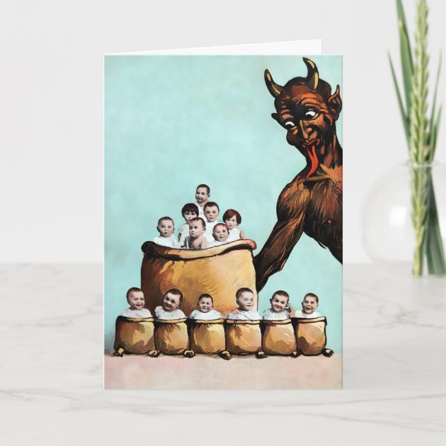 Vintage Viktorianische Krampus Weihnachtskarte Feiertagskarte (Vorderseite)