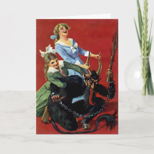 Vintage Viktorianische Krampus Weihnachtskarte Feiertagskarte