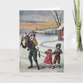 Vintage Viktorianische Krampus Weihnachtskarte Feiertagskarte