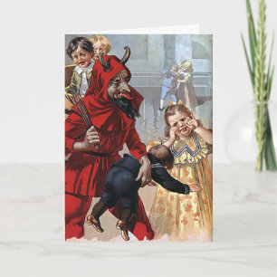 Vintage Viktorianische Krampus Weihnachtskarte Feiertagskarte