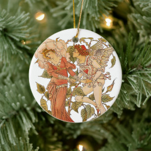 Vintage Viktorianische Kunst, Rose von Walter Cran Keramik Ornament