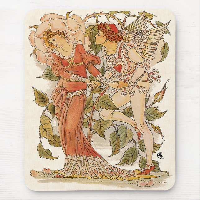 Vintage Viktorianische Kunst, Rose von Walter Cran Mousepad (Vorne)