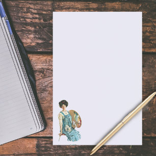 Vintage viktorianische Künstler-Dame Painter Post-it Klebezettel