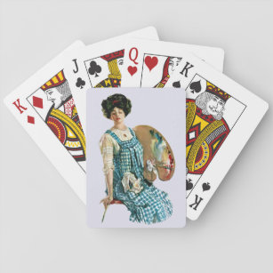 Vintage viktorianische Künstler-Dame Painter Spielkarten