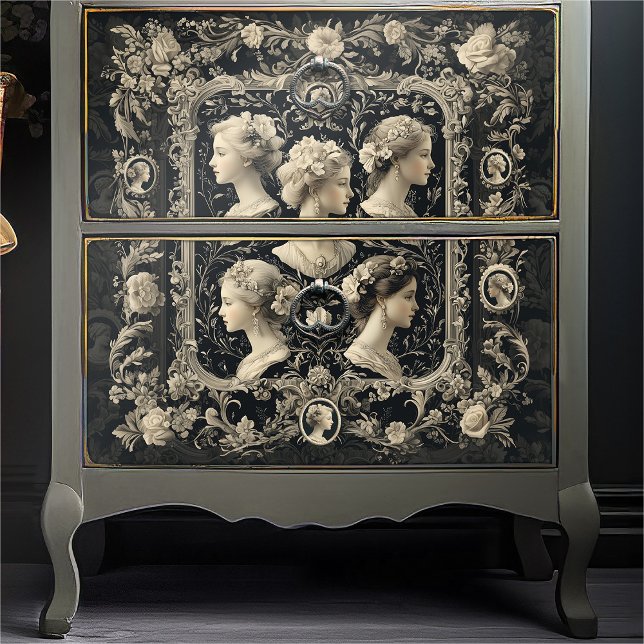 Vintage Viktorianische Lady Elegante Cameos Decoup Seidenpapier (Von Creator hochgeladen)