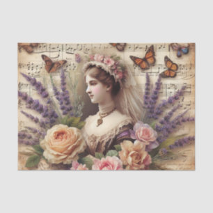 Vintage Viktorianische Lady Floral Decoupage Seidenpapier