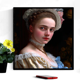 Vintage Viktorianische Lady Hat Rose Blume Poster