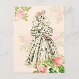 Vintage viktorianische Lady-Modepostkarte in Rosa Postkarte