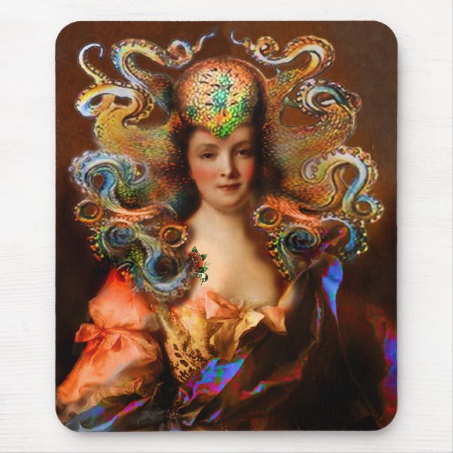 Vintage Viktorianische Lady Tintenfisch Mousepad (Vorne)